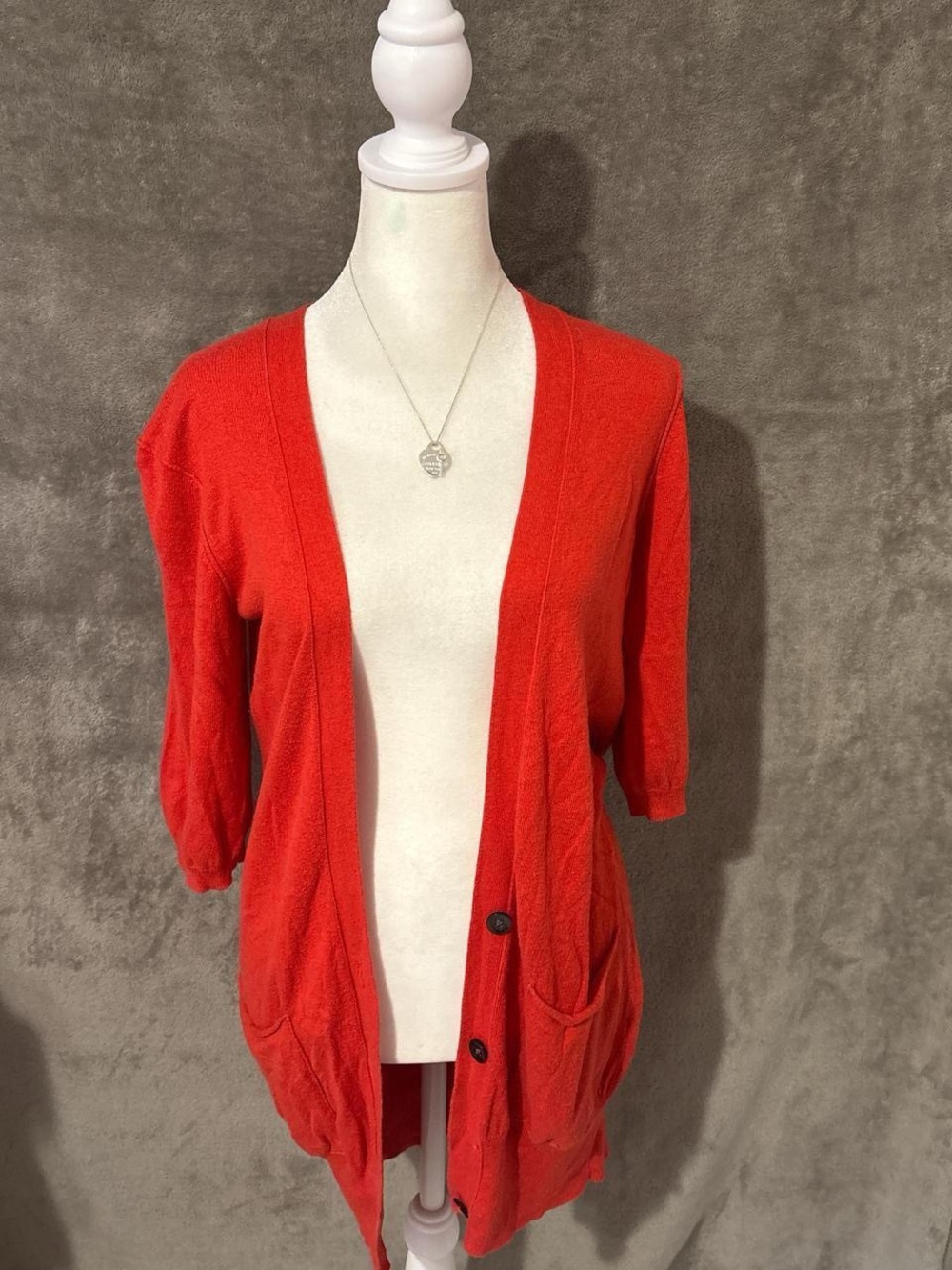 American Eagle Outfitters Preppy Red  Button Up 1/2 sleeve Cardigan